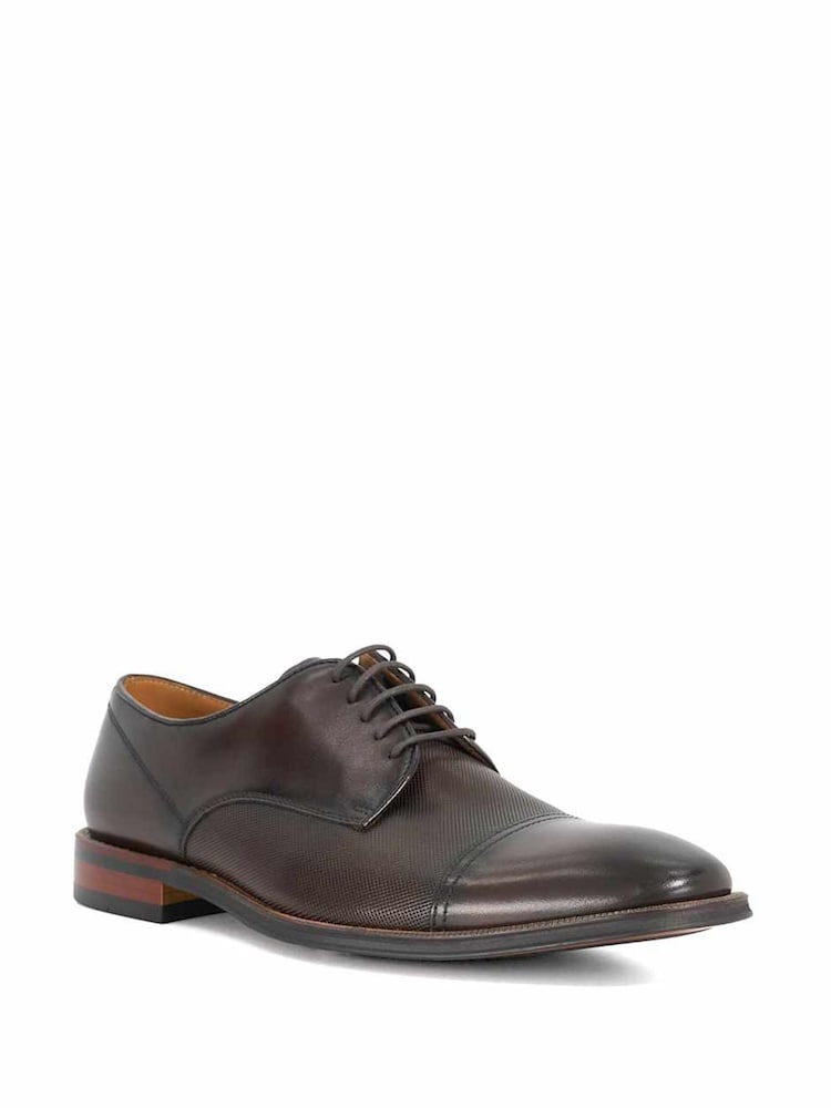 Dune London Brown Embossed Detail Toe Derby Shoes - Image 2 of 5 Dune London Brown Embossed Detail Toe Derby Shoes - Image 2 of 5