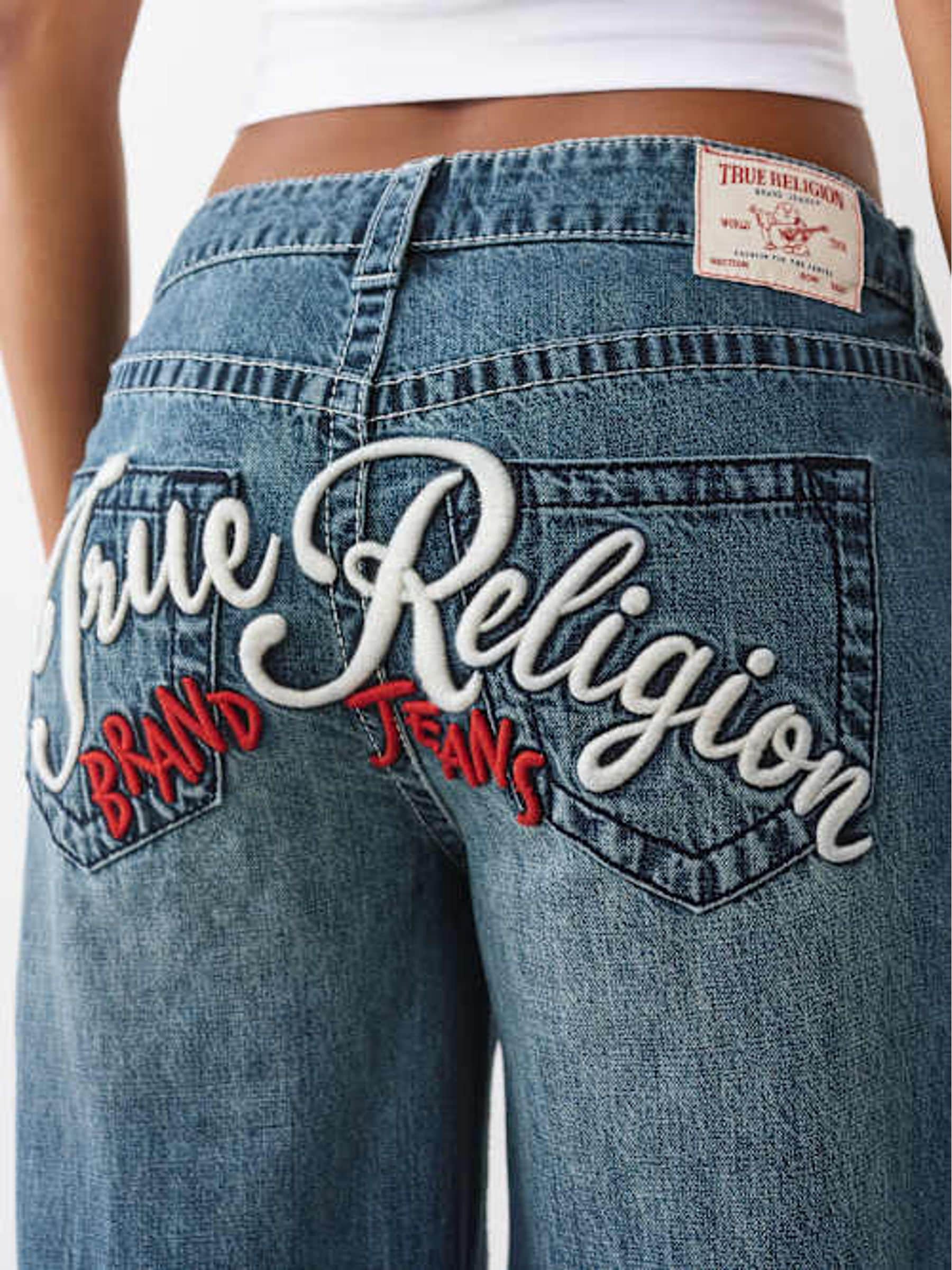 Buy True Religion Blue Embroidered Jessie Super Baggy Jeans from
