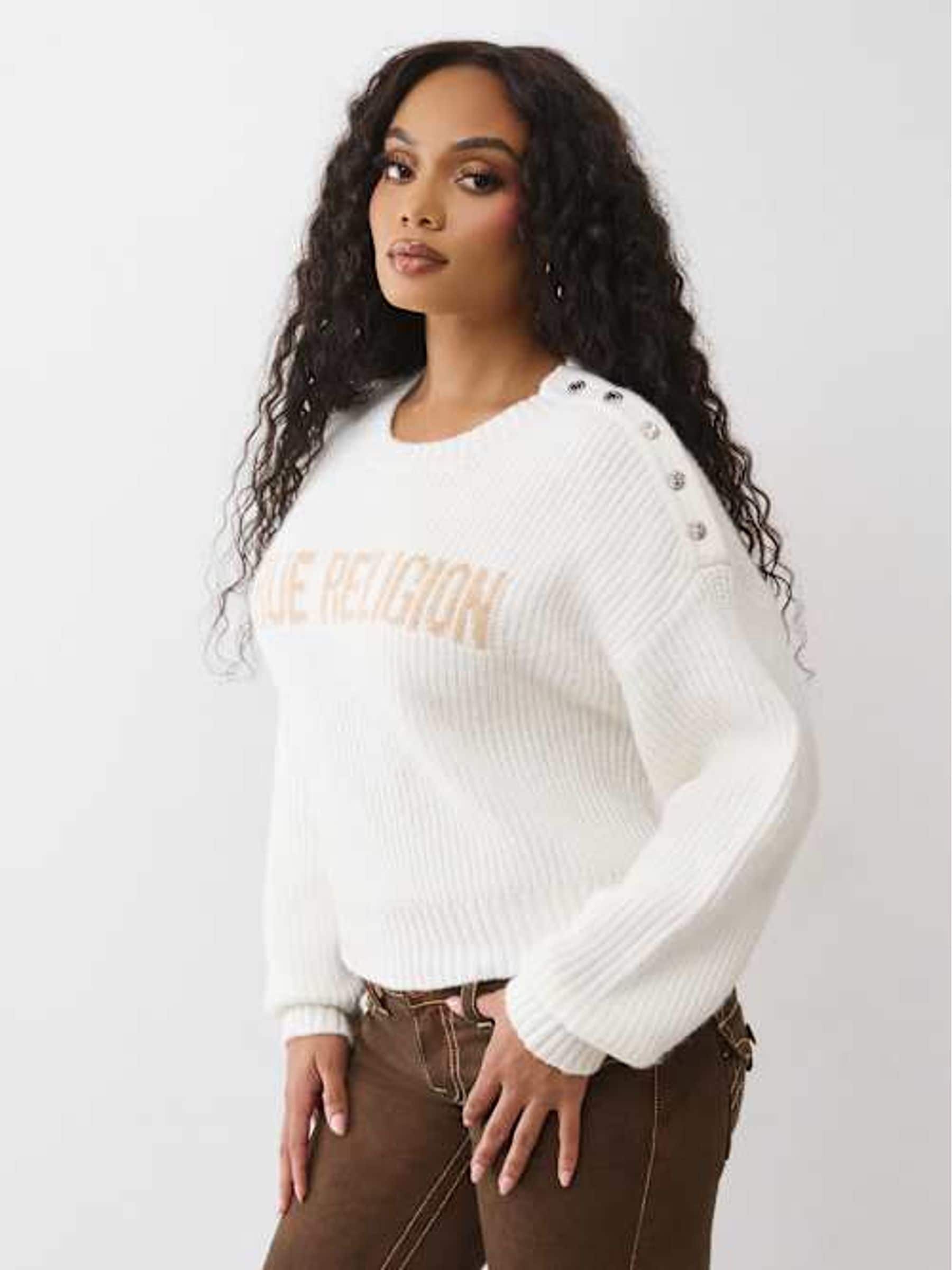 Buy True Religion White Logo Off Shoulder Jumper from Next USA