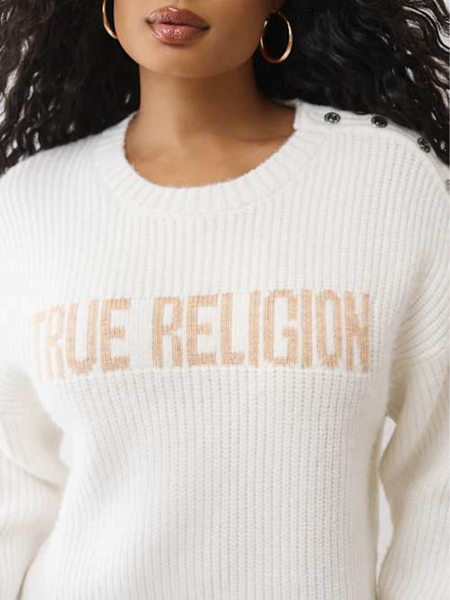 Buy True Religion White Logo Off Shoulder Jumper from Next USA