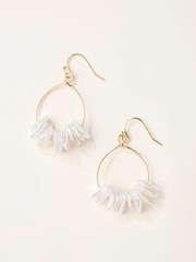 FatFace Gold Tone Faux Shell Hoop Earrings - Image 1 of 2