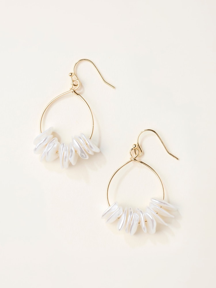 FatFace Gold Tone Faux Shell Hoop Earrings - Image 1 of 2