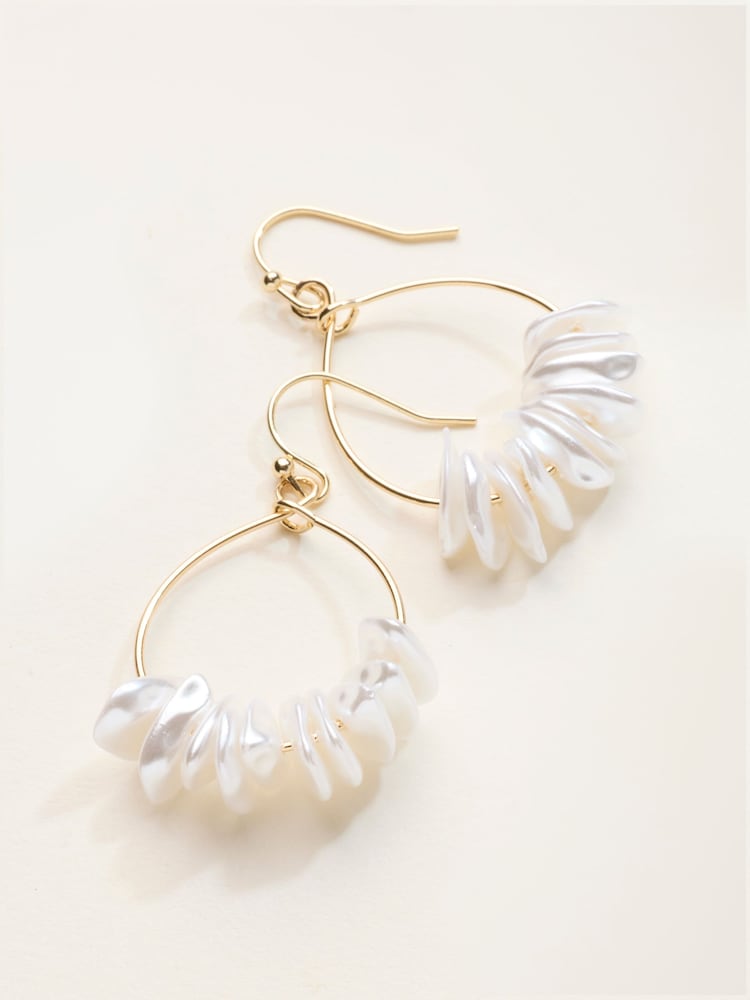 FatFace Gold Tone Faux Shell Hoop Earrings - Image 2 of 2