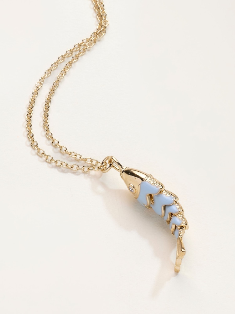 FatFace Gold Tone Fish Necklace - Image 2 of 2