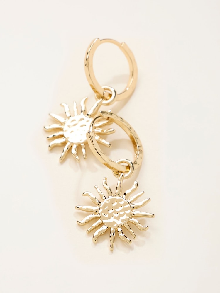 FatFace Gold Tone Sun Drop Earrings - Image 2 of 2