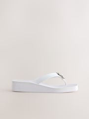 White Hardware Trim Wedge Flip Flops - Image 8 of 10