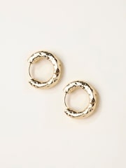 FatFace Gold Tone Hammered Hoop Earrings - Image 1 of 2