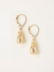 FatFace Gold Tone Pineapple Earrings - Image 1 of 2