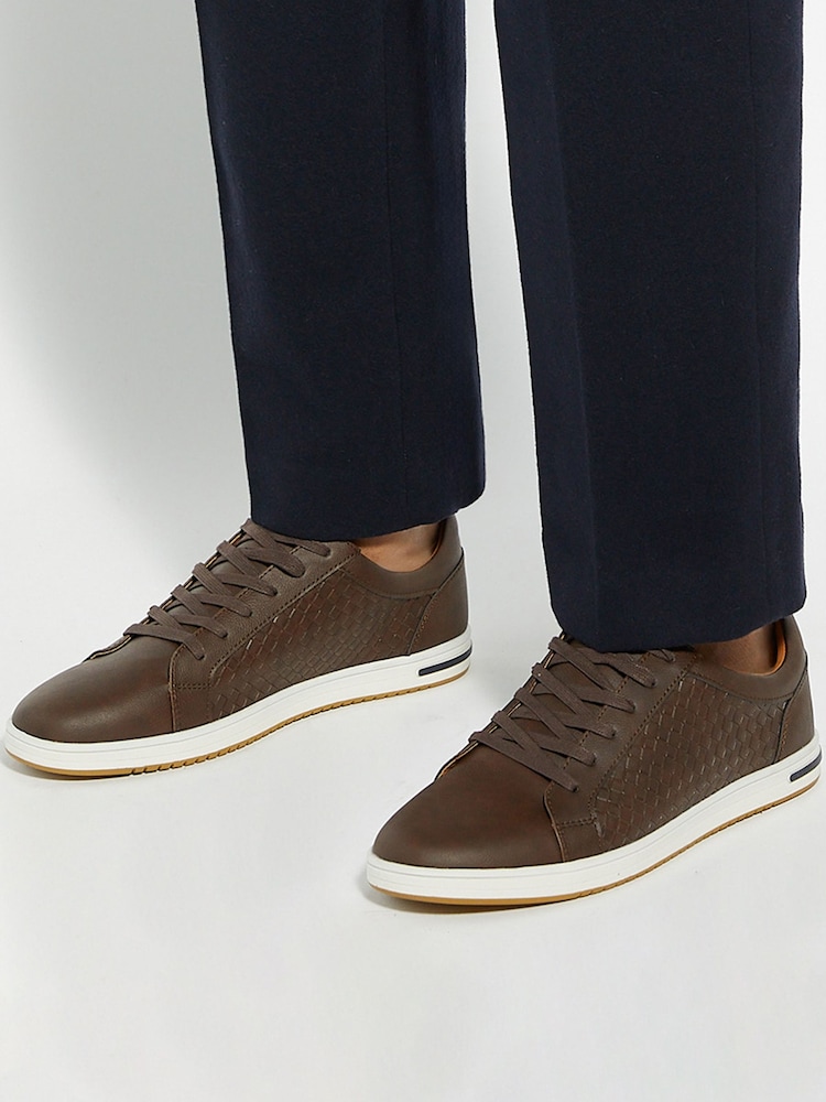 Dune London Brown Tezzy Weave Trainers - Image 1 of 6 Dune London Brown Tezzy Weave Trainers - Image 1 of 6
