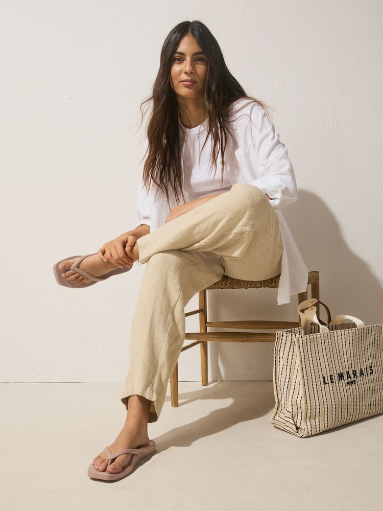 Taupe Standard/Wide Fit Flexi Comfort Flip Flops - Image 2 of 10