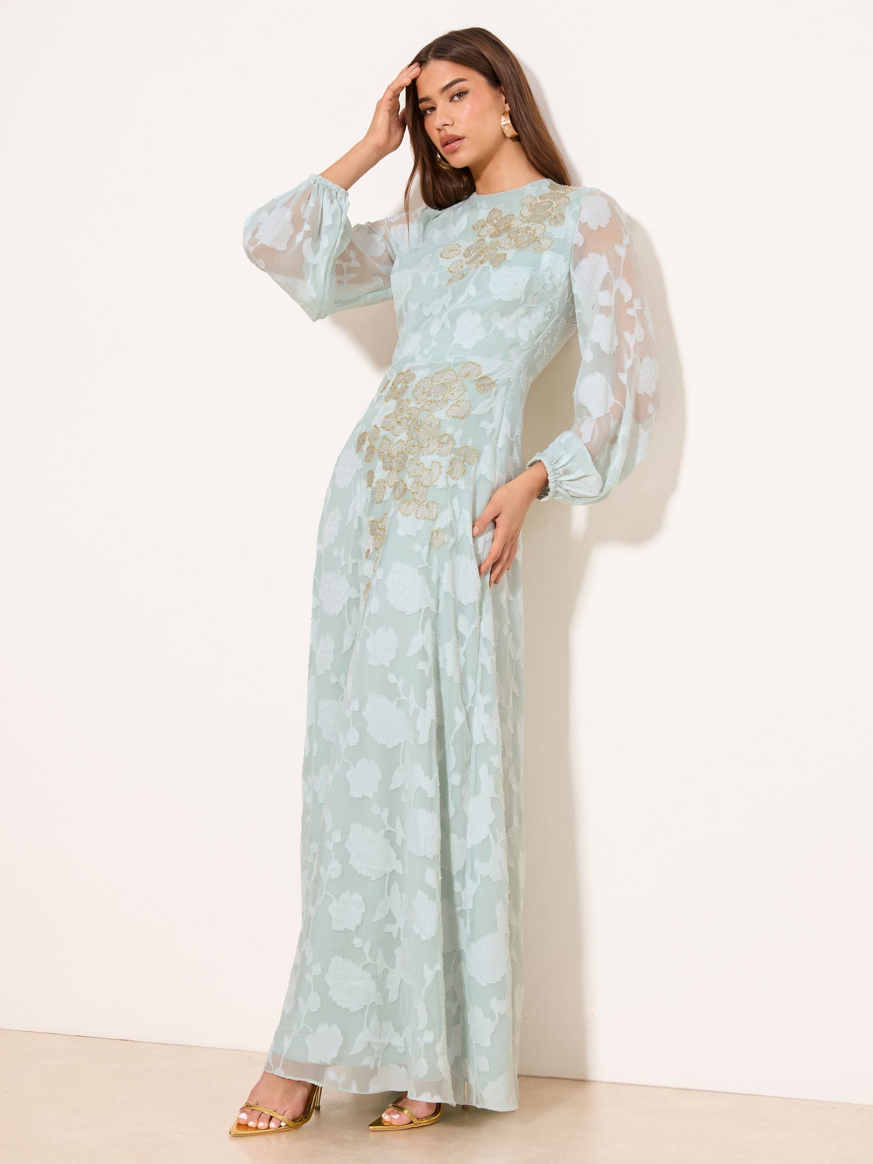 Buy Lipsy Mint Green EID Long Sleeve Floral Burnout Embrodiery