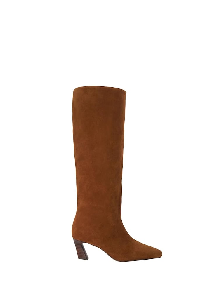 Dune London Brown Selinni Square Toe High Boots - Image 1 of 6