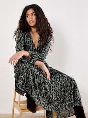 Apricot Green Empire Smock Waist Tiered Dress - Image 5 of 5