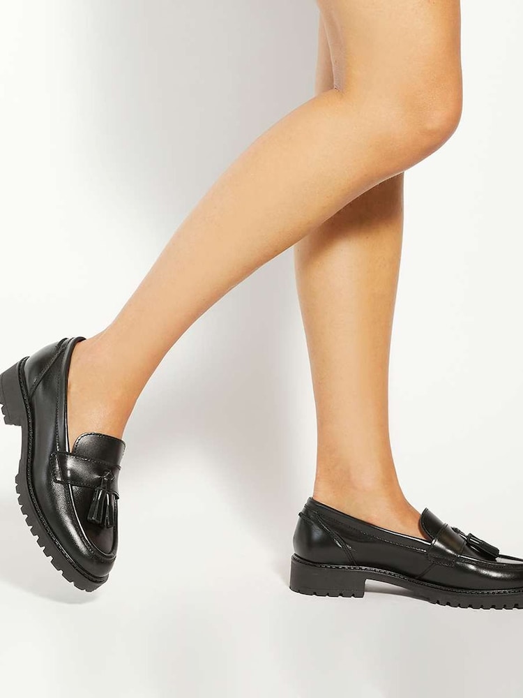 Dune London Black Wide Fit Gracelyn Tassle Loafers - Image 7 of 7