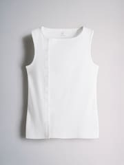 The Set 3 Pack Side Button Through Vests Stripe/White/Chocolate Brown - Image 3 of 6