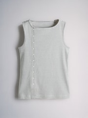 The Set 3 Pack Side Button Through Vests Stripe/White/Chocolate Brown - Image 4 of 6