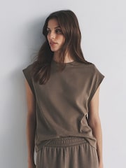 The Set 3 Pack Grown On Ribbed Sleeve T-Shirt Black/Chocolate Brown/White - Image 1 of 6