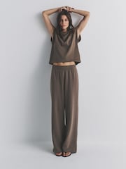 The Set 3 Pack Grown On Ribbed Sleeve T-Shirt Black/Chocolate Brown/White - Image 4 of 6