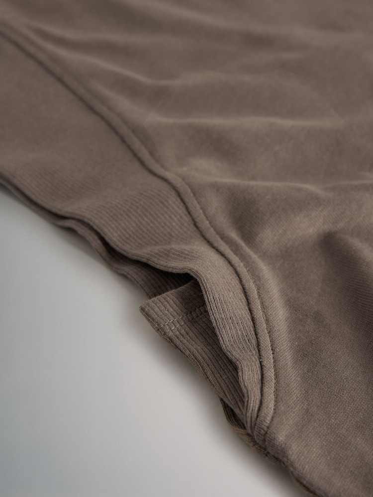 The Set 3 Pack Grown On Ribbed Sleeve T-Shirt Black/Chocolate Brown/White - Image 6 of 6