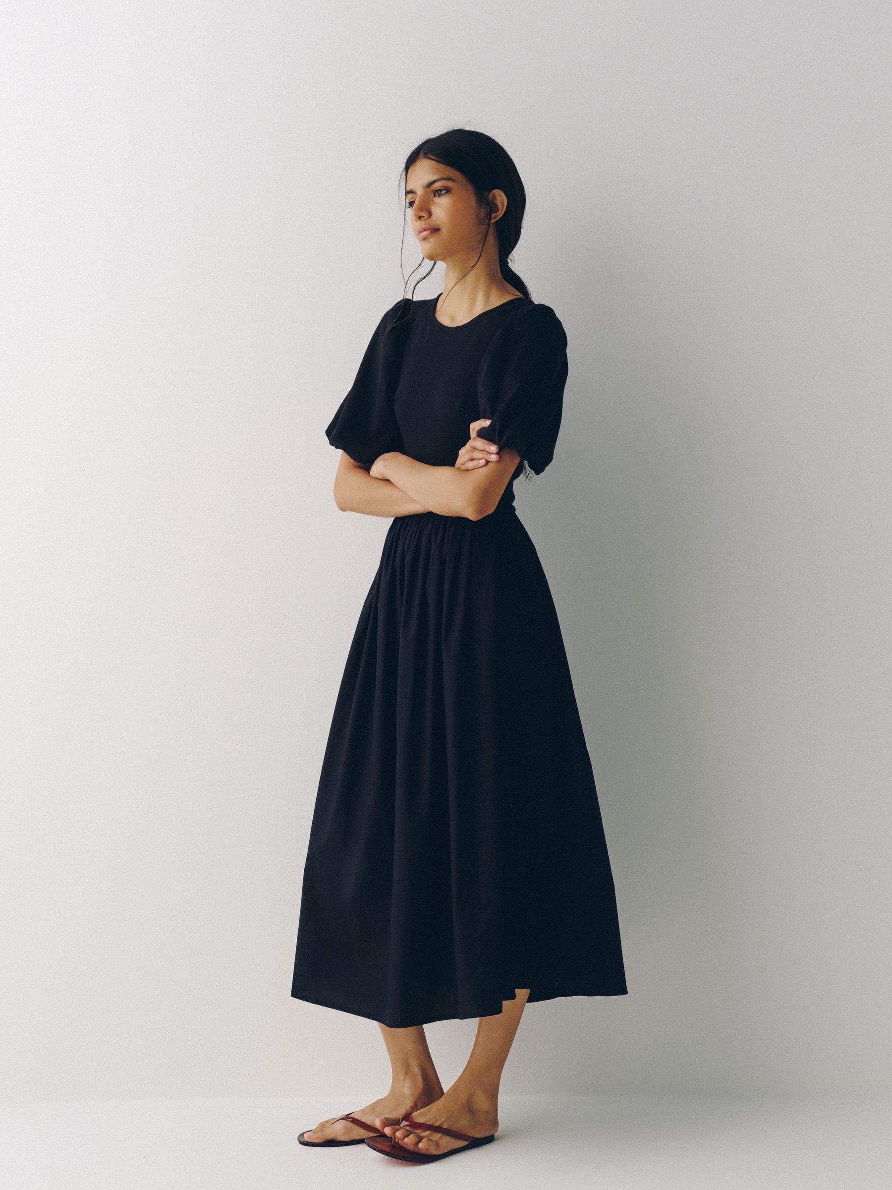 Buy The Set 2 Pack Maxi Puff Sleeve Dress Black/Brick Red from