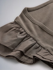 The Set 3 Pack Frill Sleeve Ribbed Tops Black/White/Neutral - Image 5 of 6