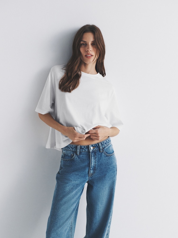 The Set 3 Pack Crew Neck Short Sleeve Swing T-Shirt Black/White/Stripe - Image 1 of 6