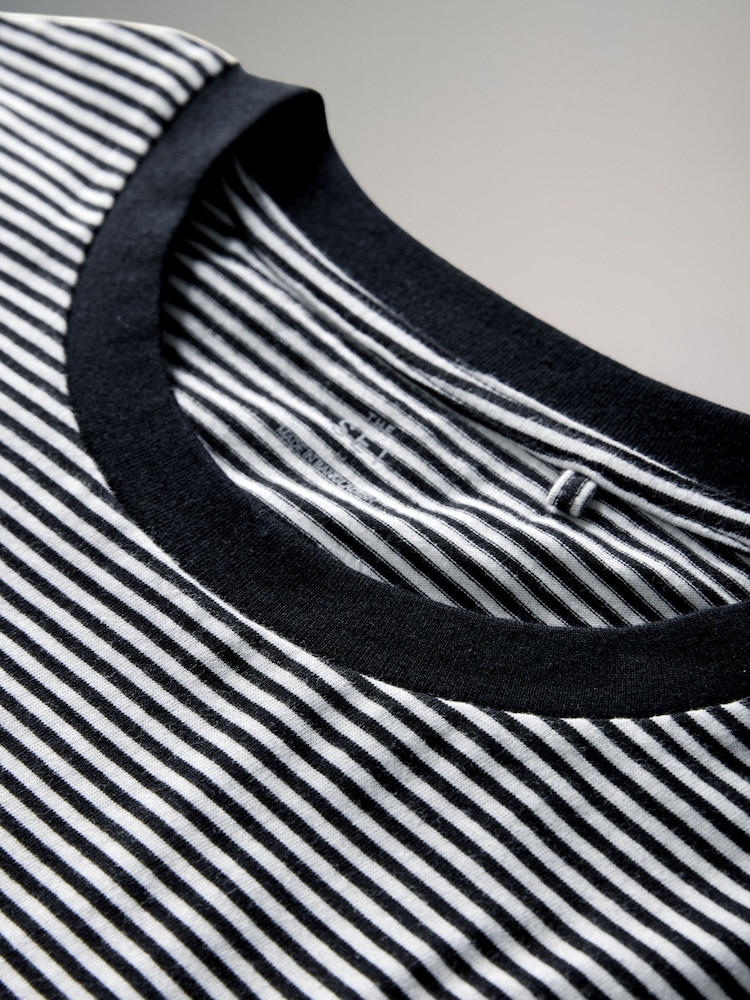 The Set 3 Pack Crew Neck Short Sleeve Swing T-Shirt Black/White/Stripe - Image 6 of 6