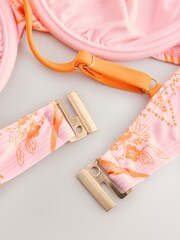 Rockett St George Pink/Orange Ruched Bikini Top - Image 8 of 8