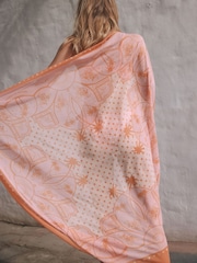 Rockett St George Pink/Orange Printed Lightweight Scarf - Image 4 of 4