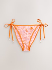 Rockett St George Pink/Orange Tie Side Bikini Bottoms - Image 7 of 9
