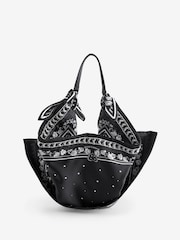 Rockett St George Black Scarf Print Shoulder Bag - Image 6 of 11