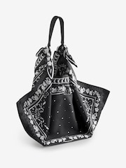 Rockett St George Black Scarf Print Shoulder Bag - Image 7 of 11