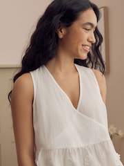 Laura Ashley Cream Embroidered Detail Cotton Pyjamas Set - Image 2 of 5