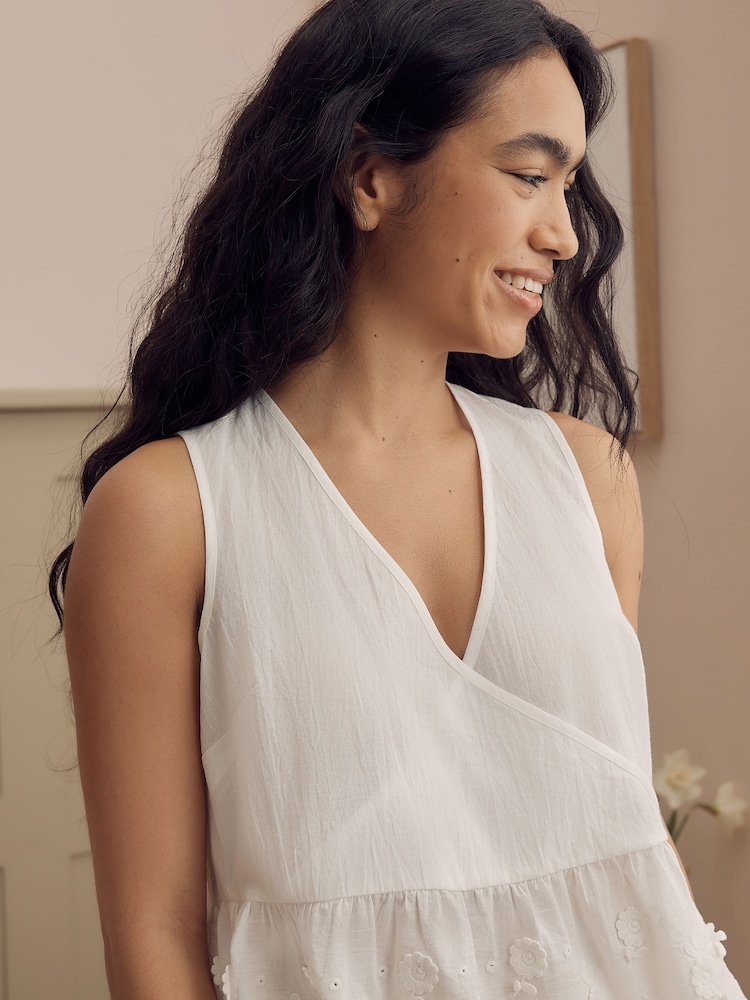 Laura Ashley Cream Embroidered Detail Cotton Pyjamas Set - Image 2 of 5 Laura Ashley Cream Embroidered Detail Cotton Pyjamas Set - Image 2 of 5