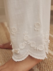 Laura Ashley Cream Embroidered Detail Cotton Pyjamas Set - Image 5 of 5