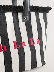 Rockett St George Black/White Ooh La La Stripe Beach Tote Bag - Image 3 of 5