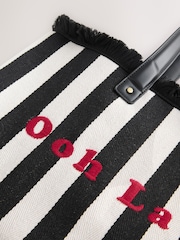 Rockett St George Black/White Ooh La La Stripe Beach Tote Bag - Image 4 of 5