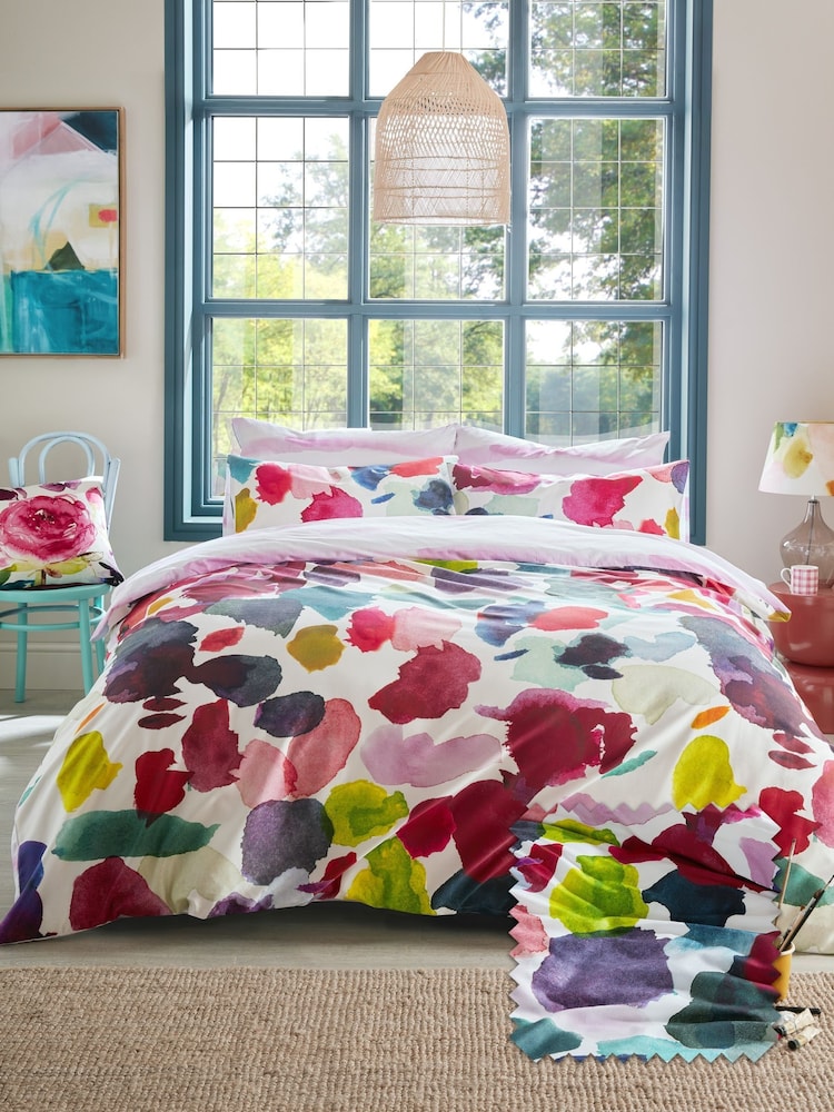 Bluebellgray Fuchsia Pink Abstract 250 Thread Count Duvet Cover and Pillowcase Set - Image 1 of 7