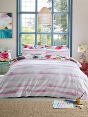 Bluebellgray Fuchsia Pink Abstract 250 Thread Count Duvet Cover and Pillowcase Set - Image 3 of 7