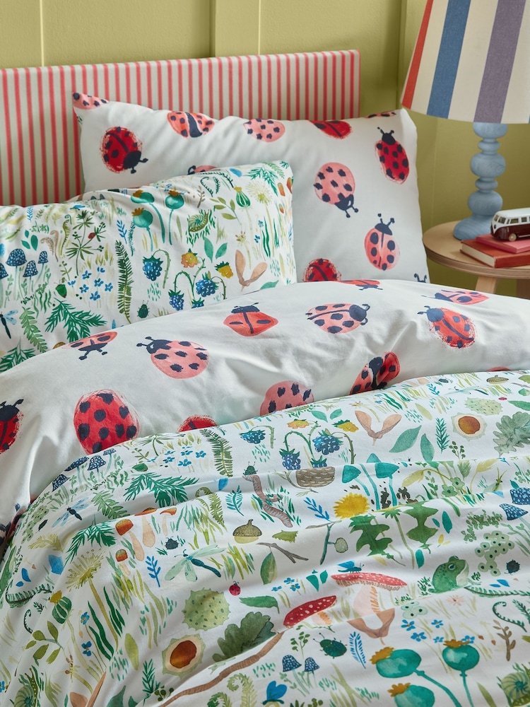 Wee Blue Bell Multi Green Garden Explorer Duvet Cover and Pillowcase Set - Image 2 of 7 Wee Blue Bell Multi Green Garden Explorer Duvet Cover and Pillowcase Set - Image 2 of 7