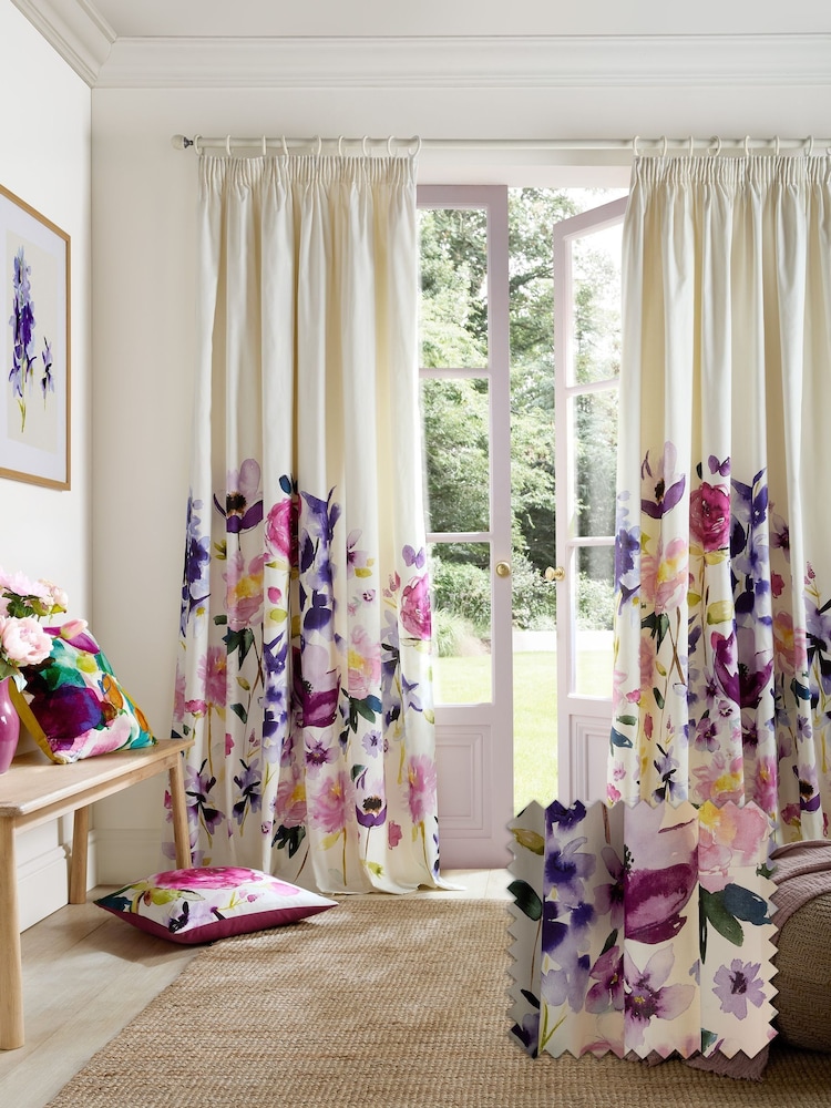 Bluebellgray Fuchsia Pink Taransay Pencil Pleat Curtains - Image 1 of 3