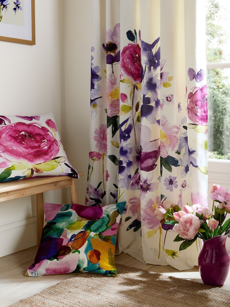 Bluebellgray Fuchsia Pink Taransay Pencil Pleat Curtains - Image 3 of 3 Bluebellgray Fuchsia Pink Taransay Pencil Pleat Curtains - Image 3 of 3
