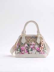 River Island Brown Floral Monogram Grab Bag - Image 1 of 4