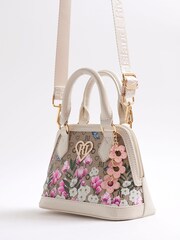 River Island Brown Floral Monogram Grab Bag - Image 4 of 4