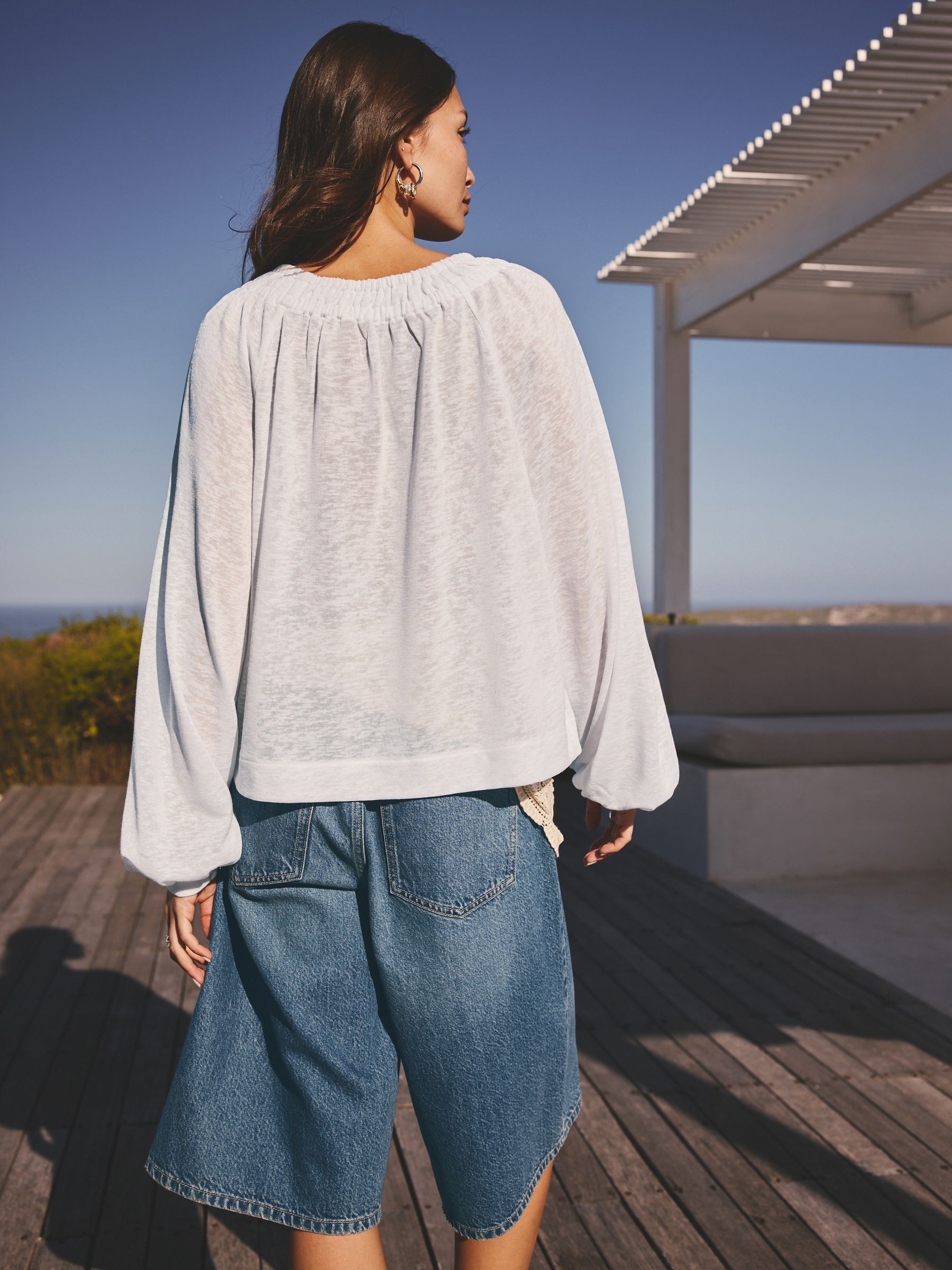 Buy White Long Sleeve Notch Neck Blouse from Next USA