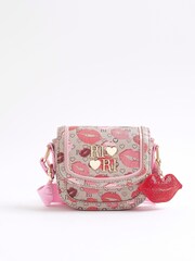 River Island Brown Lips Monogram Cross-Body Bag - Image 1 of 5