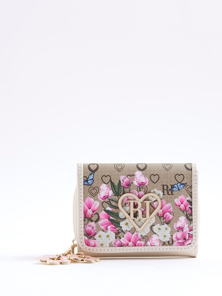 River Island Brown Floral Monogram Purse - Image 1 of 5