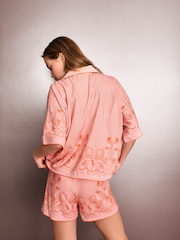 Rockett St George Pink/Orange Tie Front Pyjama Short Set - Image 4 of 7