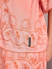 Rockett St George Pink/Orange Tie Front Pyjama Short Set - Image 7 of 7