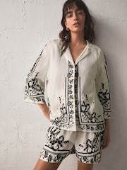 Rockett St George Ecru White Border Print Shirt - Image 1 of 6